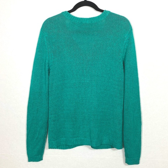 Coldwater Creek 100% Tuassah Silk Turquoise Button-Up Cardigan size large - Picture 6 of 9